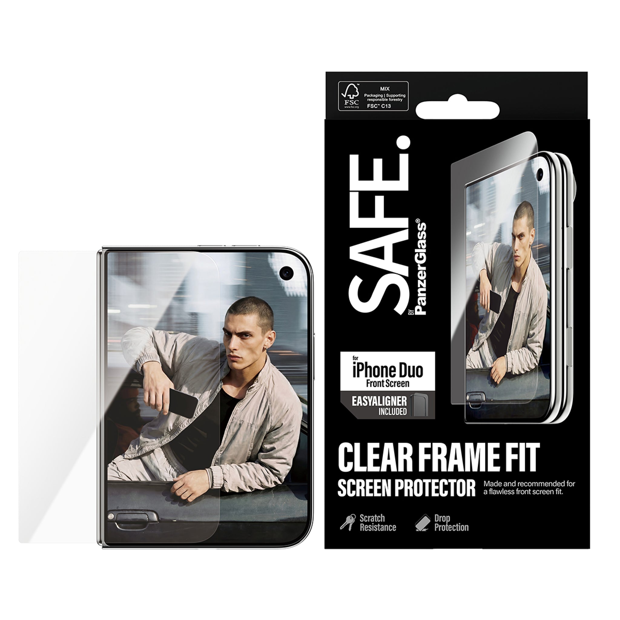 SAFE. by PanzerGlass® Front Screen Protector iPhone Duo | FRAME FIT w. EasyAligner